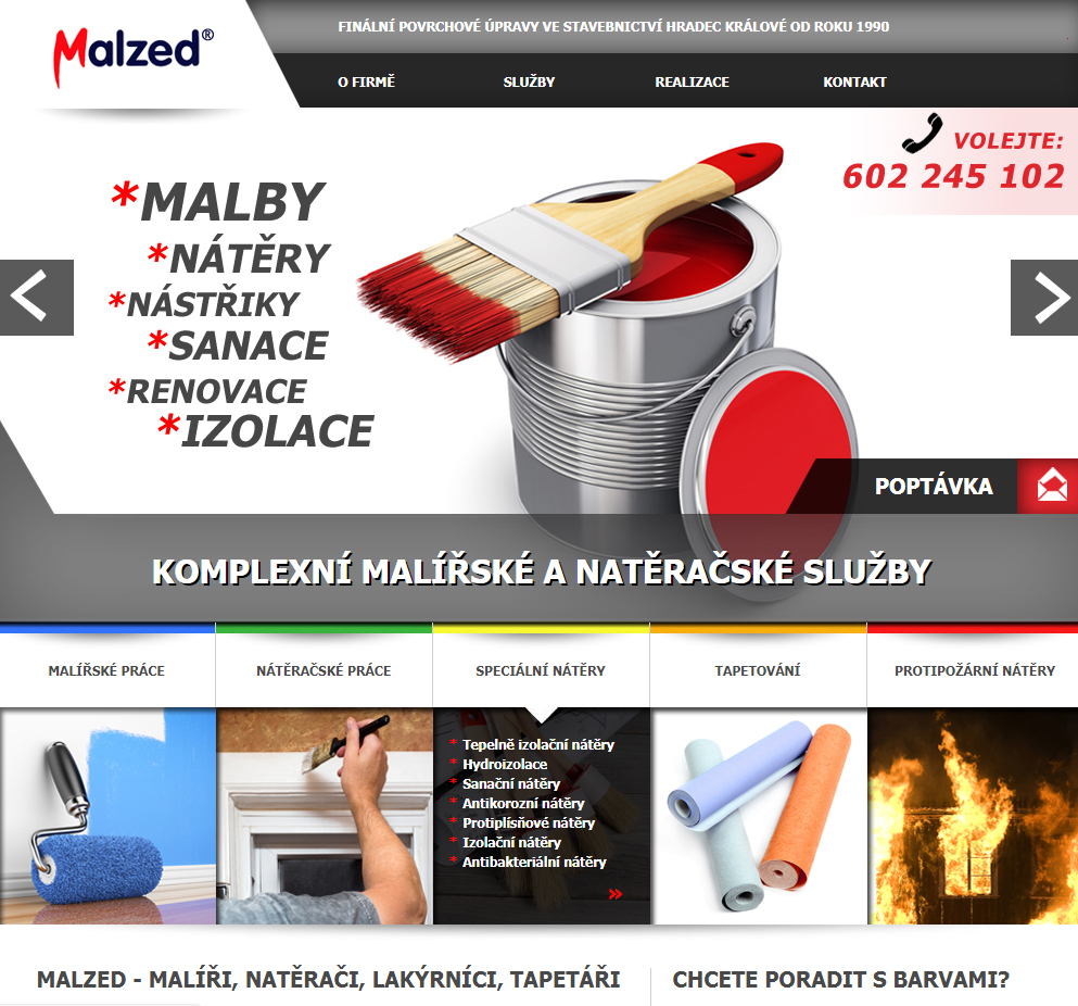 Realizace webových stránek firmy MALZED